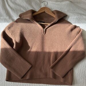 Women’s Brown Half-Zip Sweater